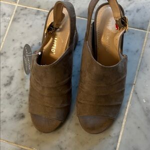 The Limited grey Peep-Toe Mules